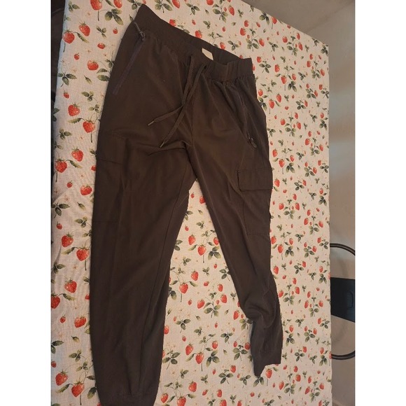 Libin Pants - Libin Womens Cargo Joggers Pants Brown Elastic Waist Drawstring Size L